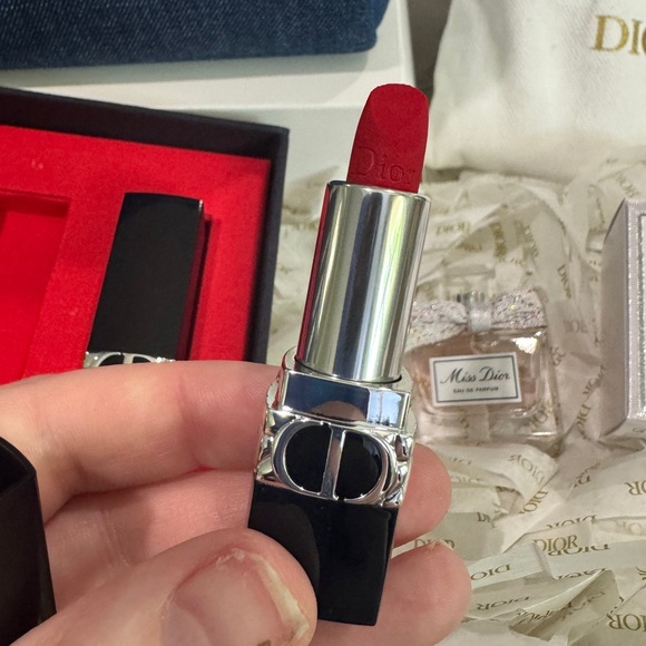 Mini Dior Lipstick & Fragrance Gift Set with Denim Travel Pouch - NIB - Picture 4 of 10